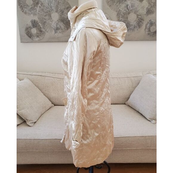 Pasha & Jo Champagne Long Hooded Medium-Weight Puffy Jacket size Small - Picture 6 of 12